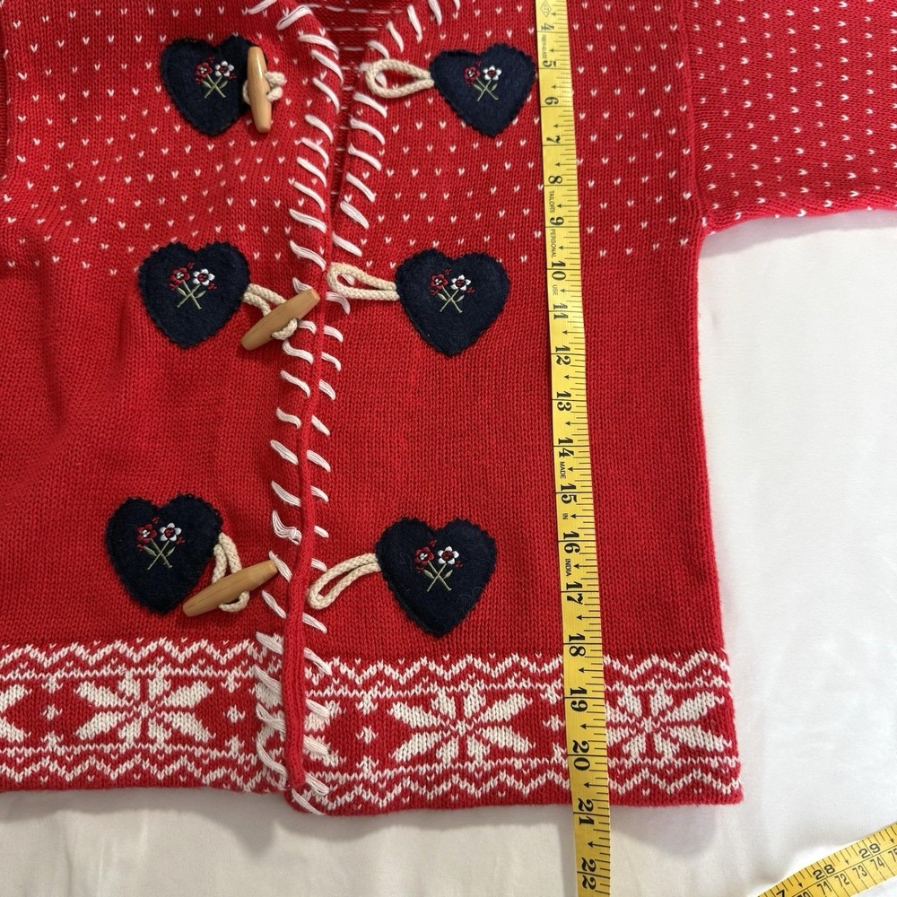 Vintage Strawberry Fair Red/Blue/White‎ Knit Girls Cardigan Size 10/12 - Picture 7 of 8
